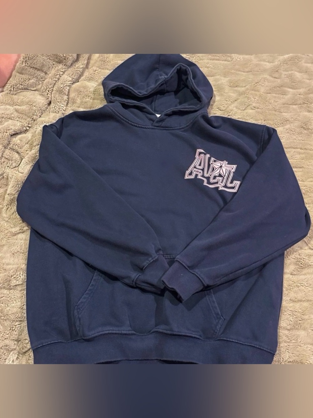 Aelfric Eden Navy Hoodie with Chest Script Logo